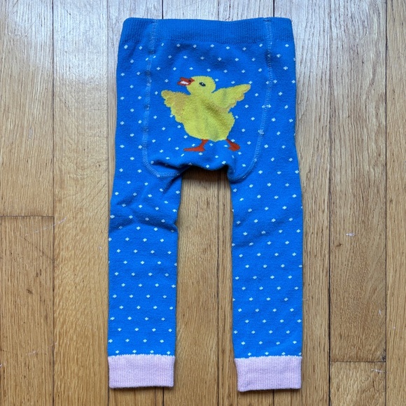 Baby Boden Other - NWOT Baby Boden 6-12M Blue Knit Leggings Tights with Spring Easter Chick Duck